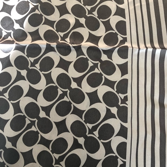 Coach "C" Logo Black & Silver Silk Square Scarf 21 x 21 silk scarf - Picture 2 of 8
